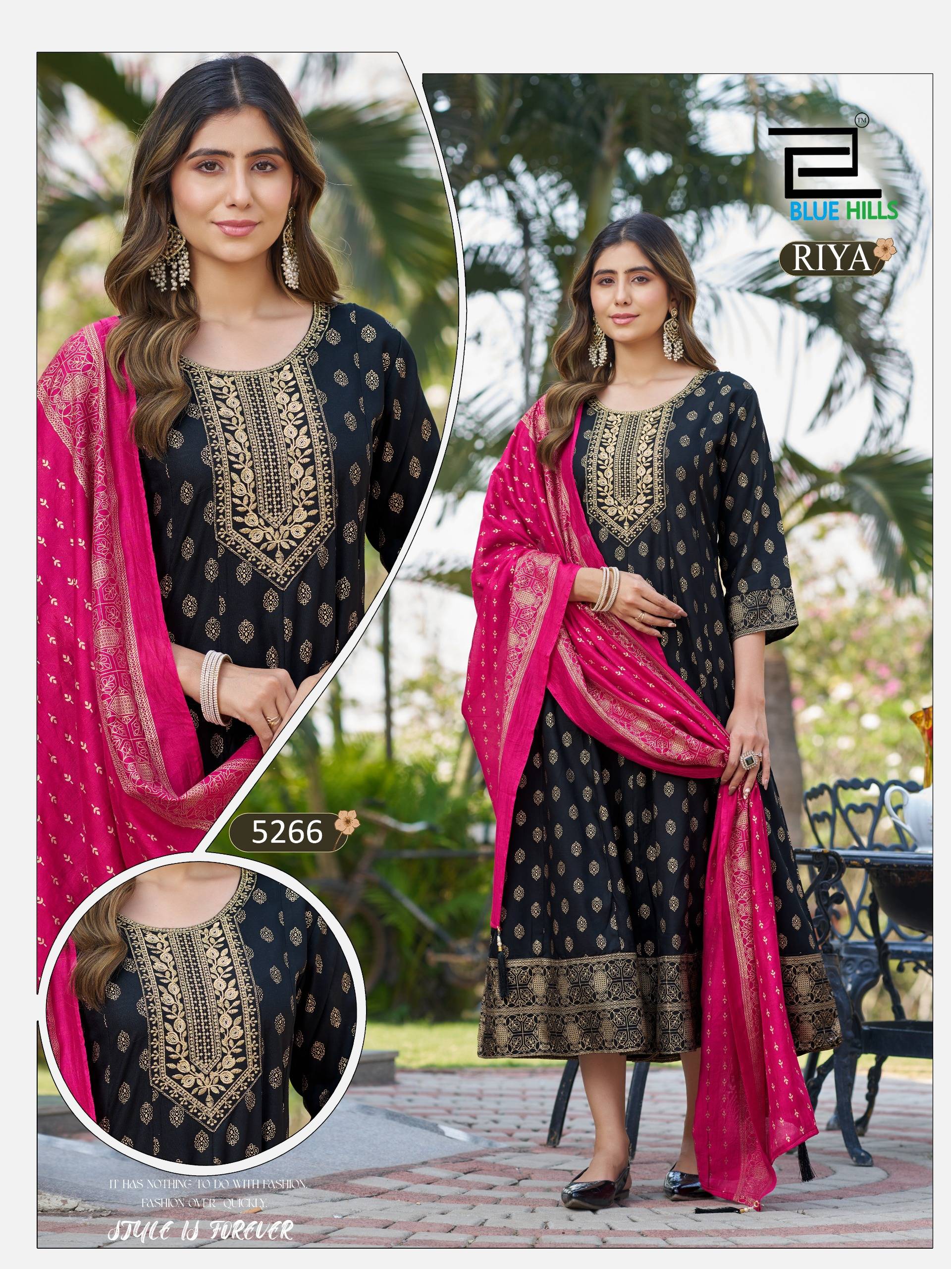  RIYA By Blue hills 5265 To 5270 Series Beautiful Festive Suits Colorful Stylish Viscose RAYON 14 Anarkali Gown At Wholesale Price